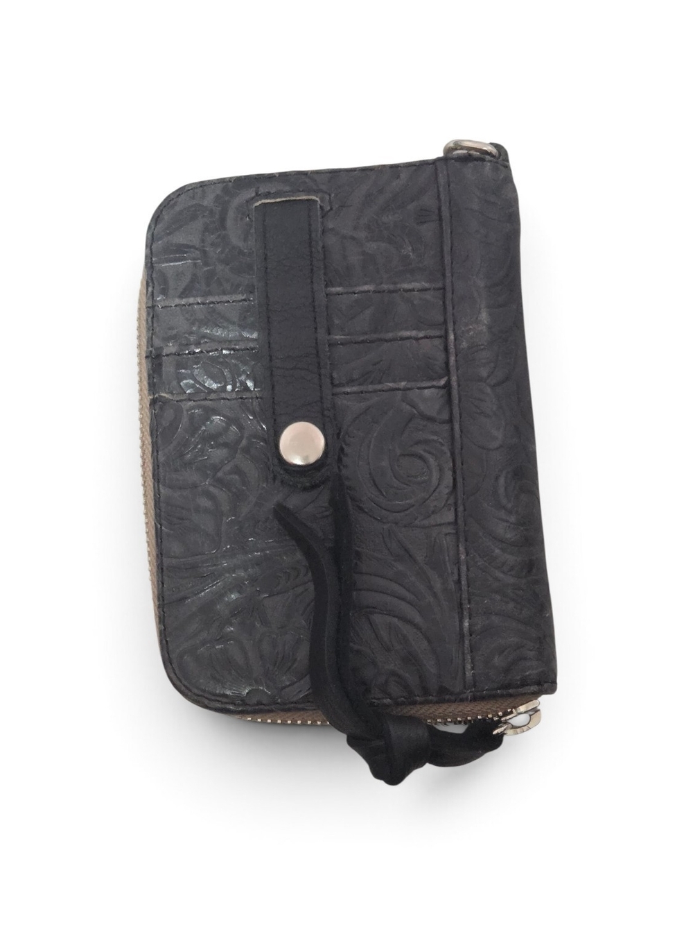 Consuela Charcoal Floral Embossed Zip Wallet - Picture 2 of 4